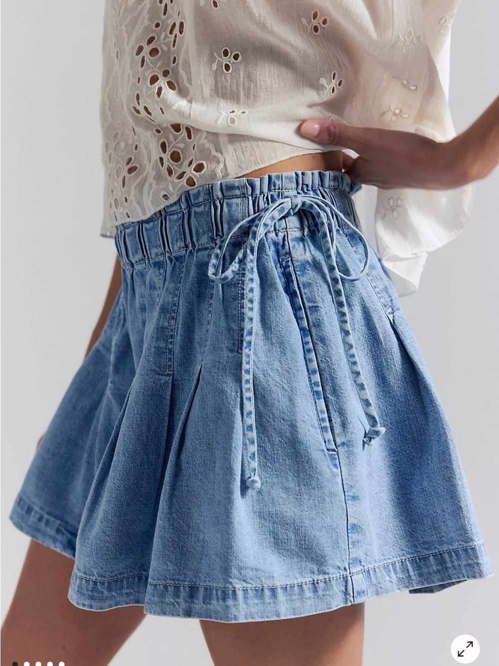 We The Free Light Blue Denim Croquet Shorties size XS # 2009